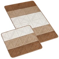Bellatex Komplet dywaników łazienkowych bez wycięcia Bany Trójkąty brązowy, 60 x 100 cm, 60 x 50 cm