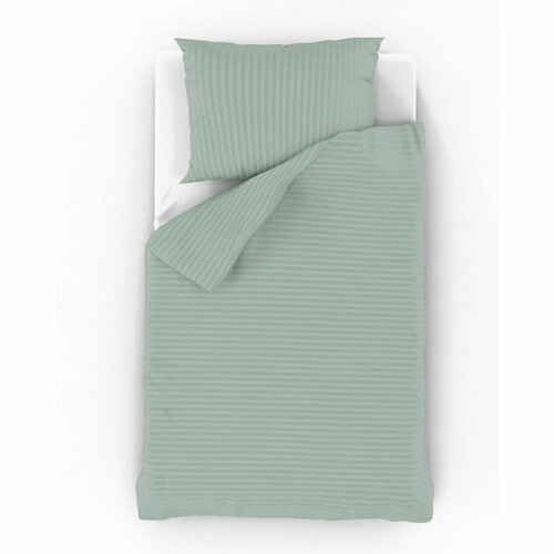 Lenjerie de pat din satin Kvalitex Stripe măsliniu, 140 x 220 cm, 70 x 90 cm