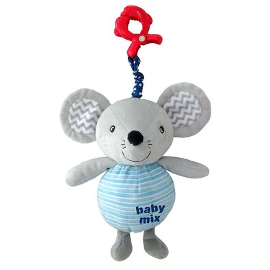Baby Mix Dětská plyšová hračka s hracím strojkema klipem Myška, 24 cm