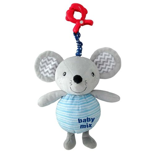 Baby Mix Egér gyerek plüss zenélő játék csipesszel, 24 cm
