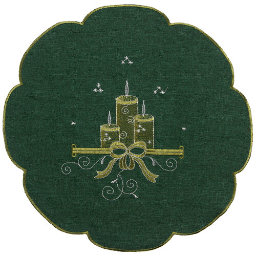Vianočný obrus Sviečky zelená, 35 cm