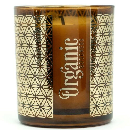 Lumânare aromată organică Frankincense & Myrrh 200 g în sticlă cu folie aurie