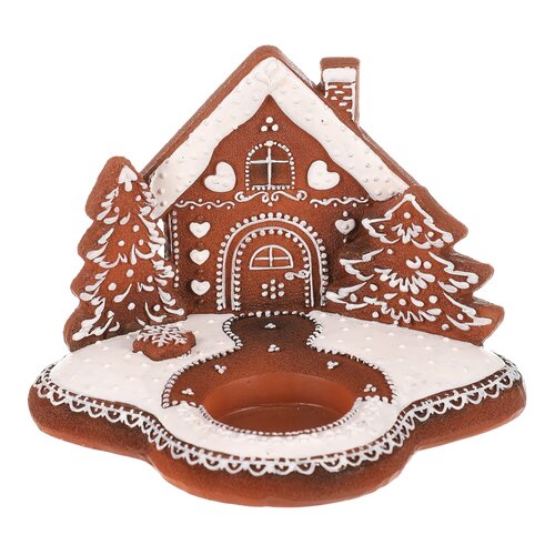 Svečnik Perníkový domeček, poliresin, 11 cm