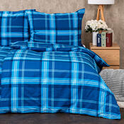 4Home Flanelové obliečky Blue plaid, 160 x 200 cm, 70 x 80 cm
