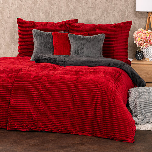 Lenjerie de pat din microflanel 4Home Stripe vin, 140 x 200 cm, 70 x 90 cm