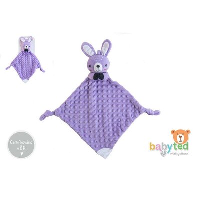 Usínáček babyted Zajíček, kousátko, chrastítko plyš 25 x 25 cm, fialová