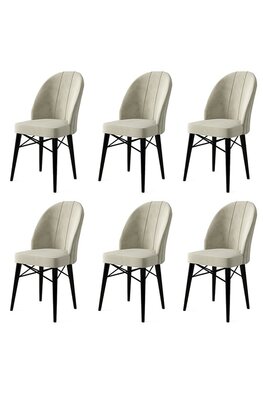 Esszimmerstuhl-Set Ritim Cream, 6 Stück