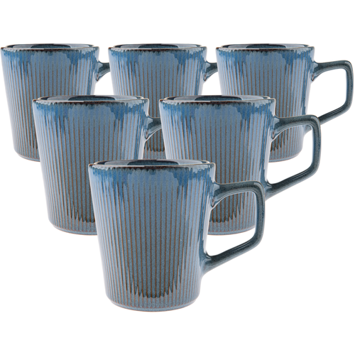 Set mit 6 Keramikbechern Rustik 410 ml, Blau