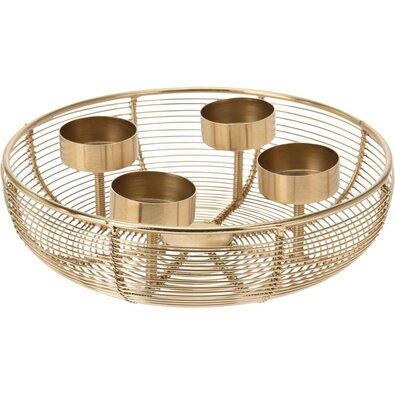 Suport pentru lumânări de Advent Wired auriu,diametru 36 cm