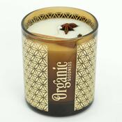 Lumânare aromată organică Lemongrass & Spice200 g în sticlă cu folie aurie
