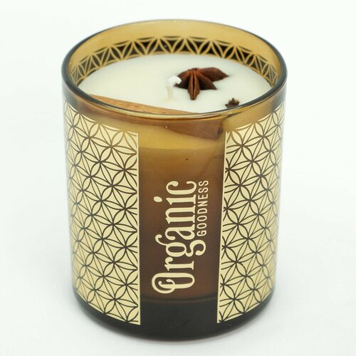 Органічна свічка Lemongrass & Spice 200 г у склі з золотою фольгою