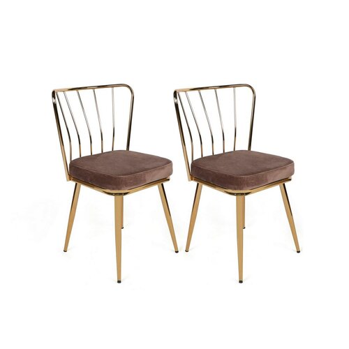 Set de scaune de sufragerie Yildiz Light Brown andGold, 4 buc.