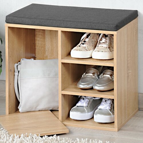 Suport pentru pantofi cu scaun Kesper 15925, decor stejar, 51,5 x 48 x 29,5 cm