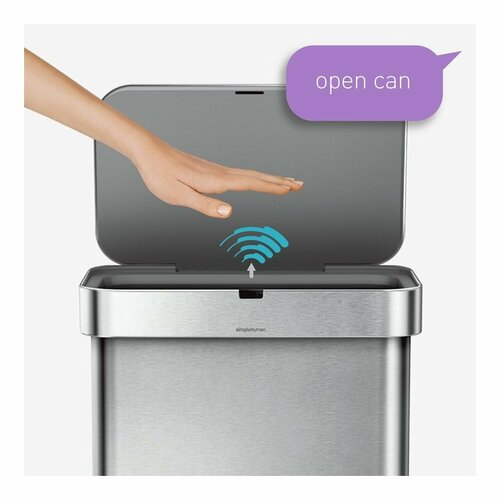 Simplehuman Brezdotični koš z glasovnimupravljanjem Single 58 l, nerjaveče jeklo