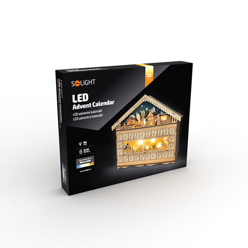 Solight LED adventi naptár – Hegyi kunyhó, 10 db LED, 50 x 40 cm, 2 db AA elem