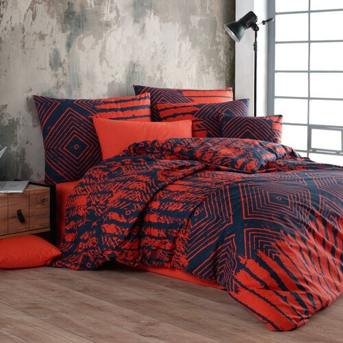 Lenjerie de pat din bumbac Modena, roșu, 220 x 200 cm, 2x 70 x 90 cm