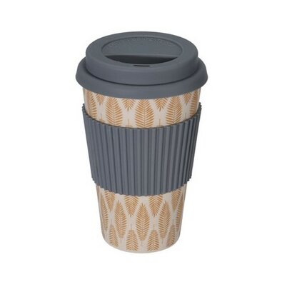 Excellent Houseware Bambusowy kubek termiczny 425 ml, szary