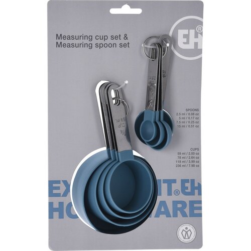 Komplet merilnih skodelic in žličk, 8 kosov, siva