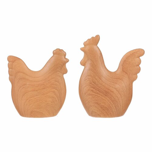 Veľkonočná dekorácia Sliepky a kohút, 12 x 3 x 14 cm, set 2 ks, polyresin