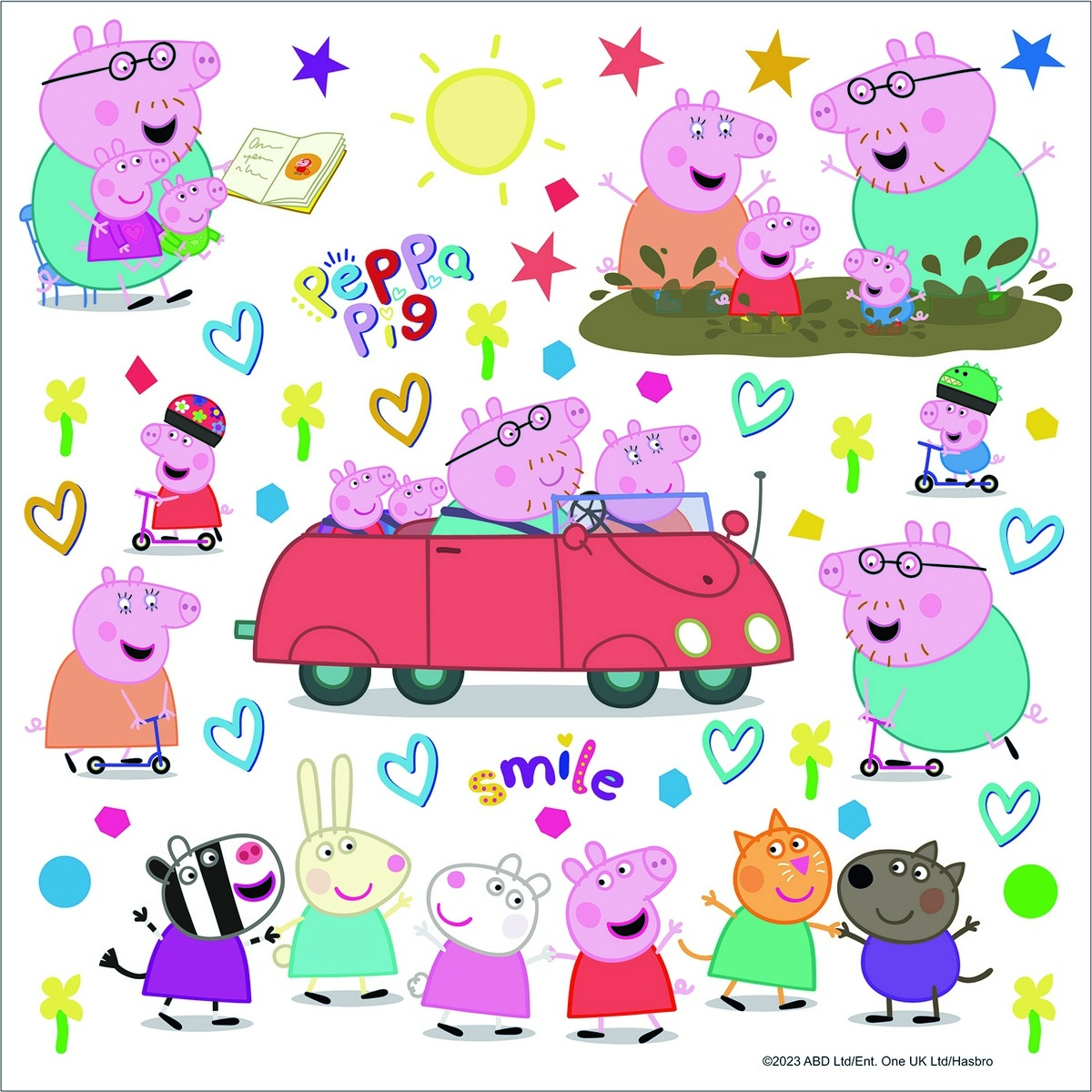 Samolepiaca dekorácia Peppa Pig Car, 30 x 30 cm