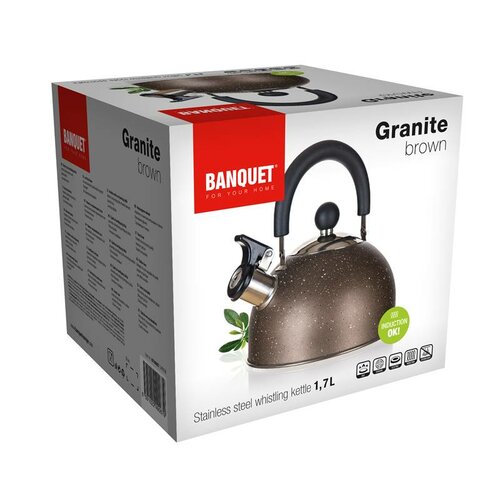 Banquet Edelstahl-Wasserkessel GRANITE Braun, 1,7 l