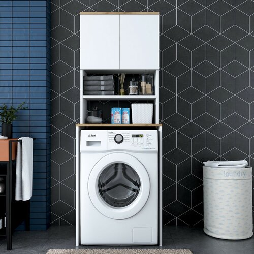 Karin White and Walnut szekrény a mosógép fölé