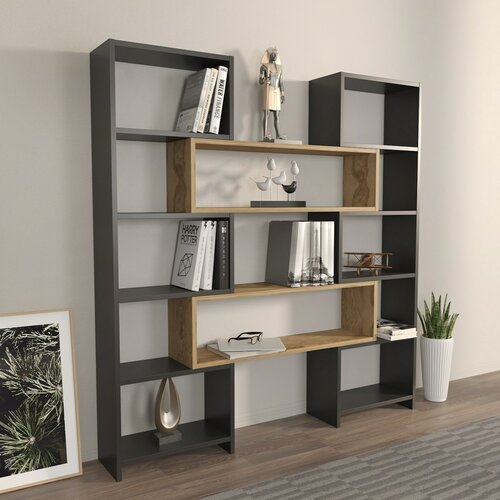 Knihovna Poyraz Black and Oak