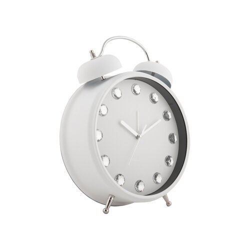 Karlsson 6019WH dizajnové stolové hodiny/budíkbiely, priemer 30 cm