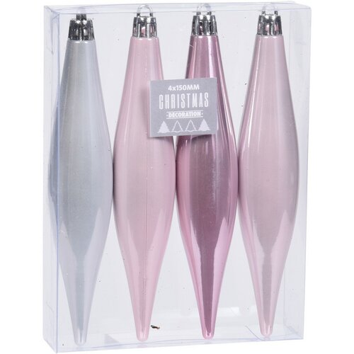 Weihnachtsschmuck-Set Eiszapfen Ice Pink, 15 cm, 4 St., Rosa