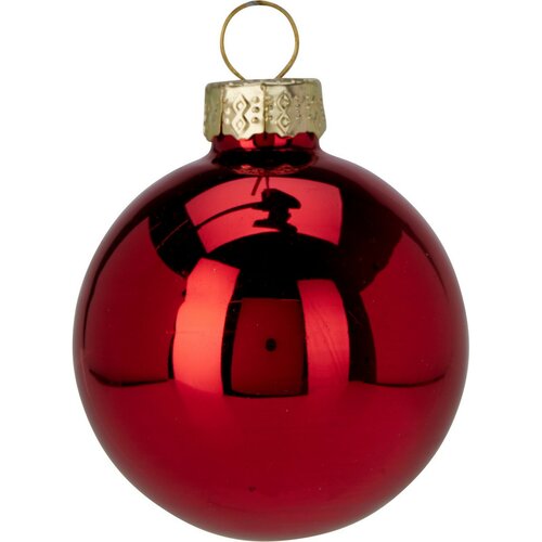 16 darabos karácsonyi díszkészlet Crystal Harmony,piros, átmérő 3,5 cm, üveg