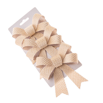 Set vianočných mašlí 10 x 13 cm, krémová, 3 ks