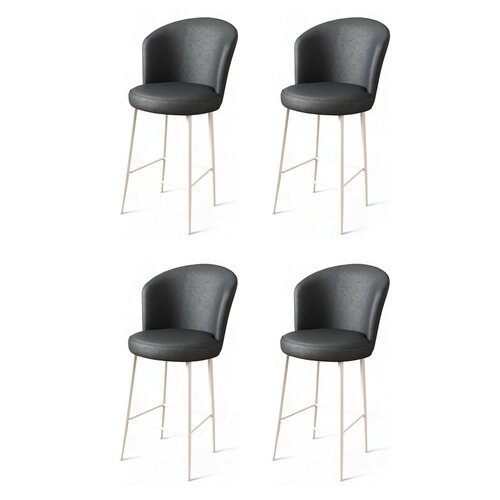 Barstuhl-Set Uras Anthracite and White, 4 Stück