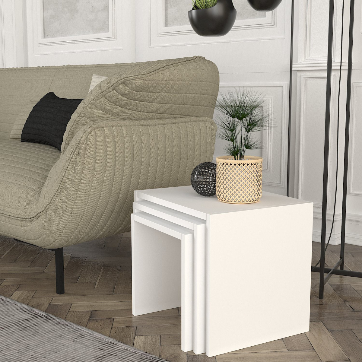 Odkládací stolek Zariel White, 3 ks - thumb (4)