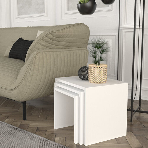 Odlagalna mizica Zariel White, 3 kos