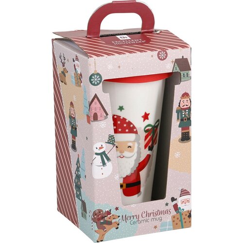 Cană din gresie ceramică cu capac Santa 400 ml