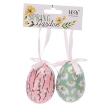 Veľkonočné závesná dekorácia Floral Eggs 2 ks, farebná
