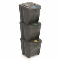 Sortierter Abfallbehälter Sortibox 25 L, 3 Stück, grau