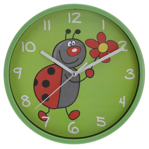 Nástenné hodiny Ladybird zelená, 23 cm