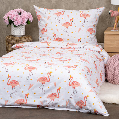 4Home Flamingo gyerek pamut ágyneműhuzat, 140 x 200 vcm, 70 x 90 cm