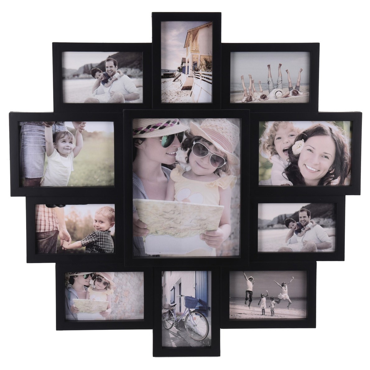 Fotorámček na 11 fotografií Family čierna, 61 x 61 x 2 cm