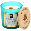 Arome Świeca sojowa Woody Sage and Salt 400 g zdrewnianym knotem i pokrywką