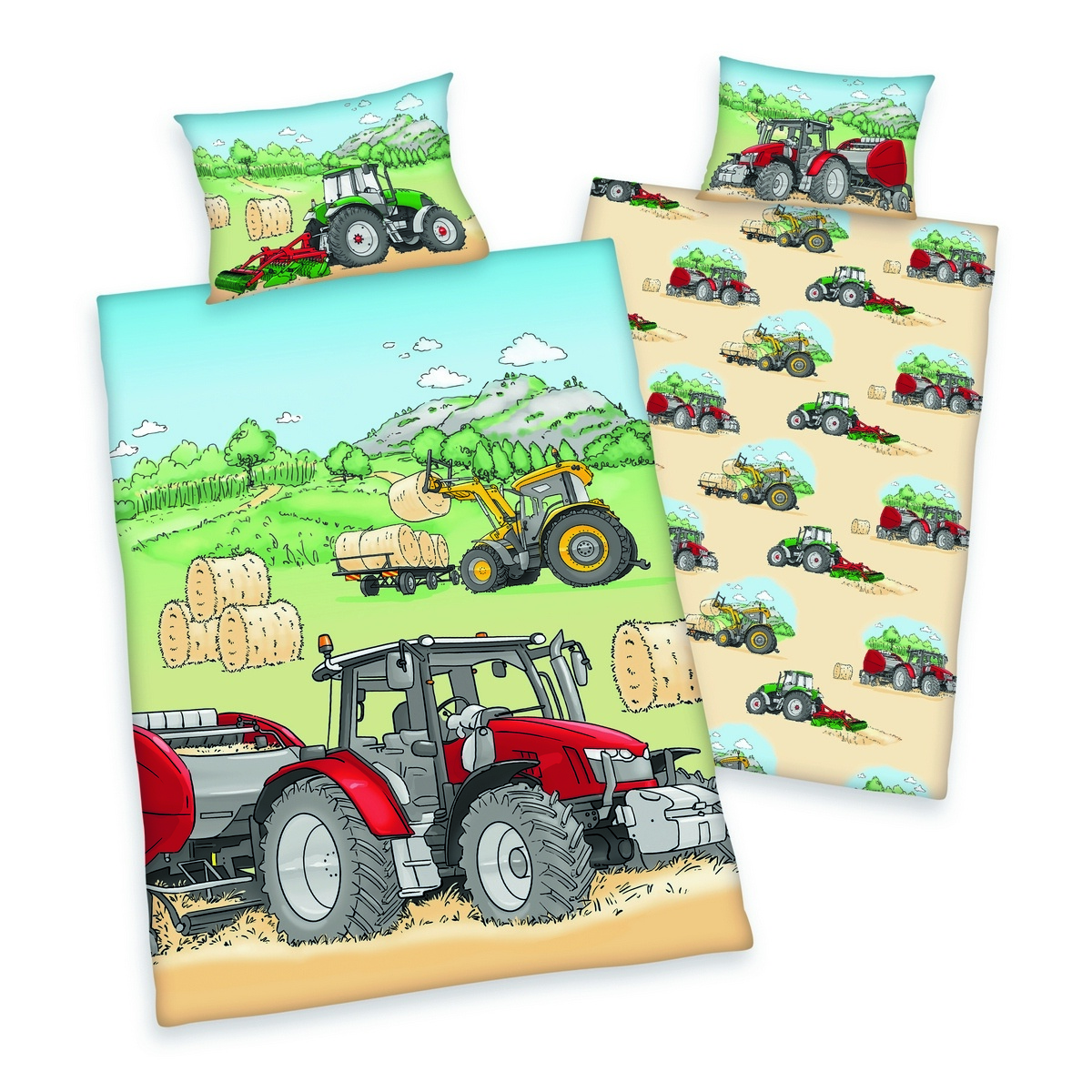 Herding Detské bavlnené obliečky do postieľky Traktor, 100 x 135 cm, 40 x 60 cm