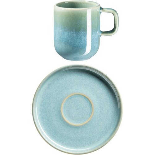 Mäser Espressotassen mit Untertassen Cordelia Atacama Green, Set 6+6 Stück