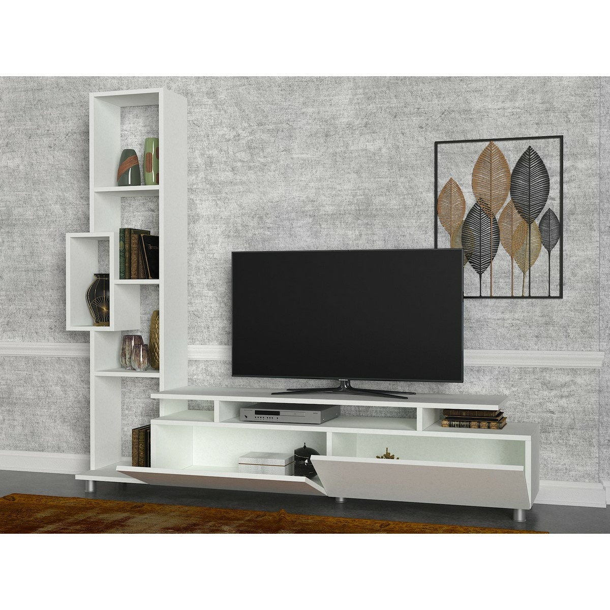 Televízny stolík s knižnicou Tulip White