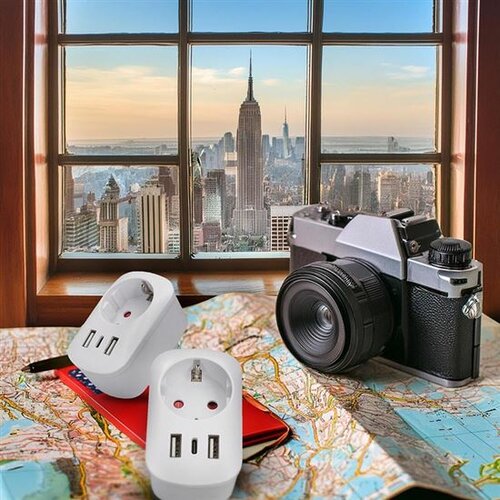 Solight PA03USA Cestovný adaptér USA USB A+C pre použitie v Spojených štátoch, typ B