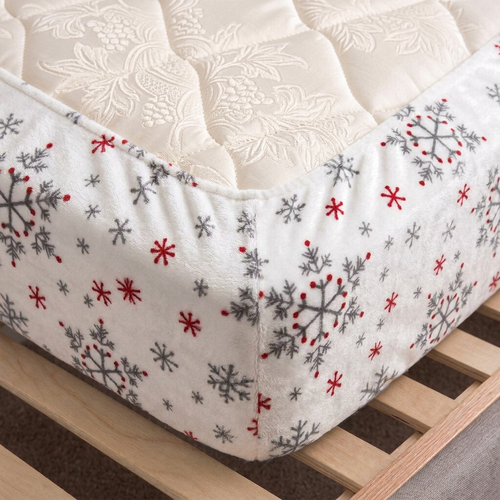 Cearșaf de pat de Crăciun 4Home Snowflakes,, microflanelă, 180 x 200 cm