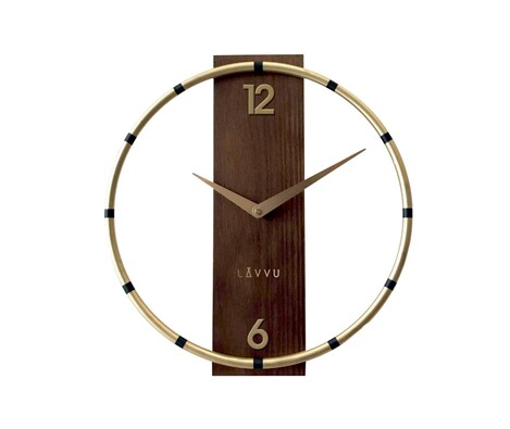 Ceas de perete Lavvu Compass Wood LCT1090 auriu, diam. 31 cm