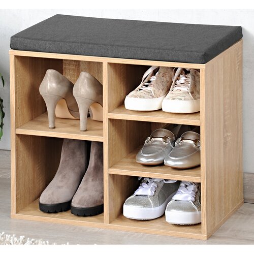 Kesper 15925 Schuhschrank mit Sitzbank, Eiche Dekor, 51,5 x 48 x 29,5 cm