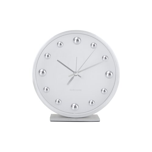 Karlsson 5970WH dizajnové stolové hodiny/budíkbiela, priemer  16 cm