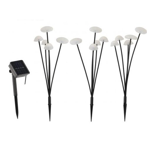 Lampă solară Aldotrade Ciuperci, set de 3 buc., în. 43cm, 15 LED-uri, alb cald